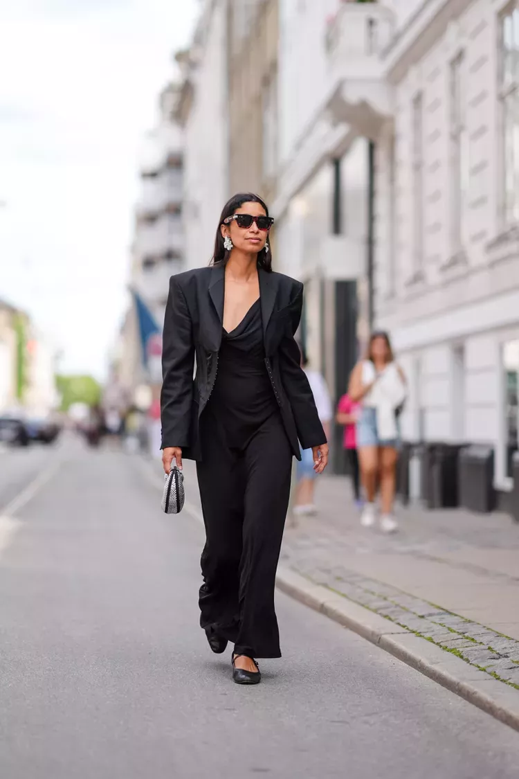 Blazer Layered Over a Gown